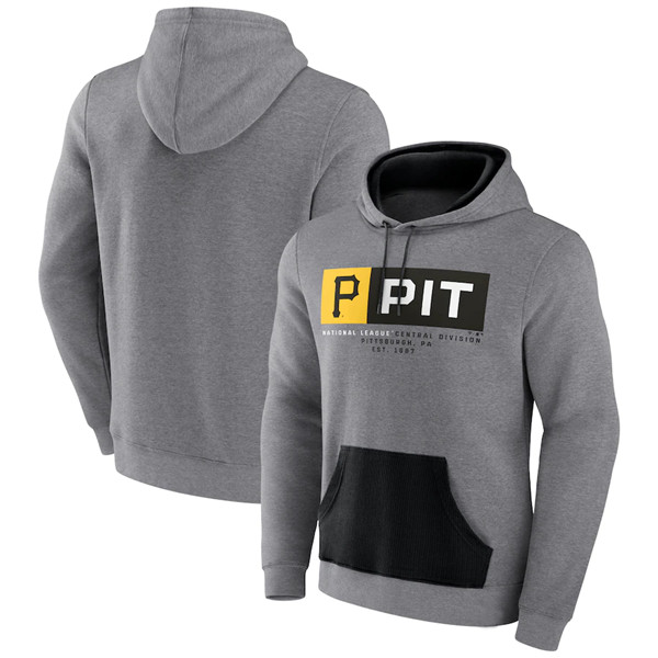 Men's Pittsburgh Pirates Heathered Gray Iconic Steppin Up Fleece Pullover Hoodie